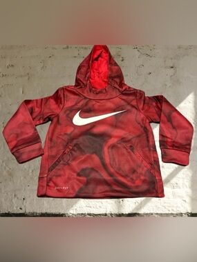 Nike Red and Black Dri-FIT Pullover Hoodie for Kids 2T